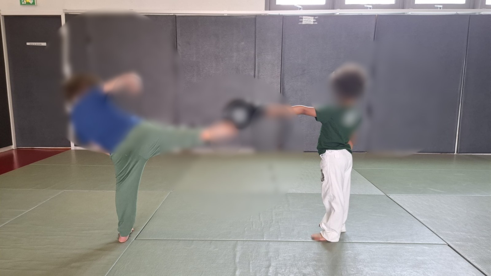 Cours enfants de capoeira (visages floutés)