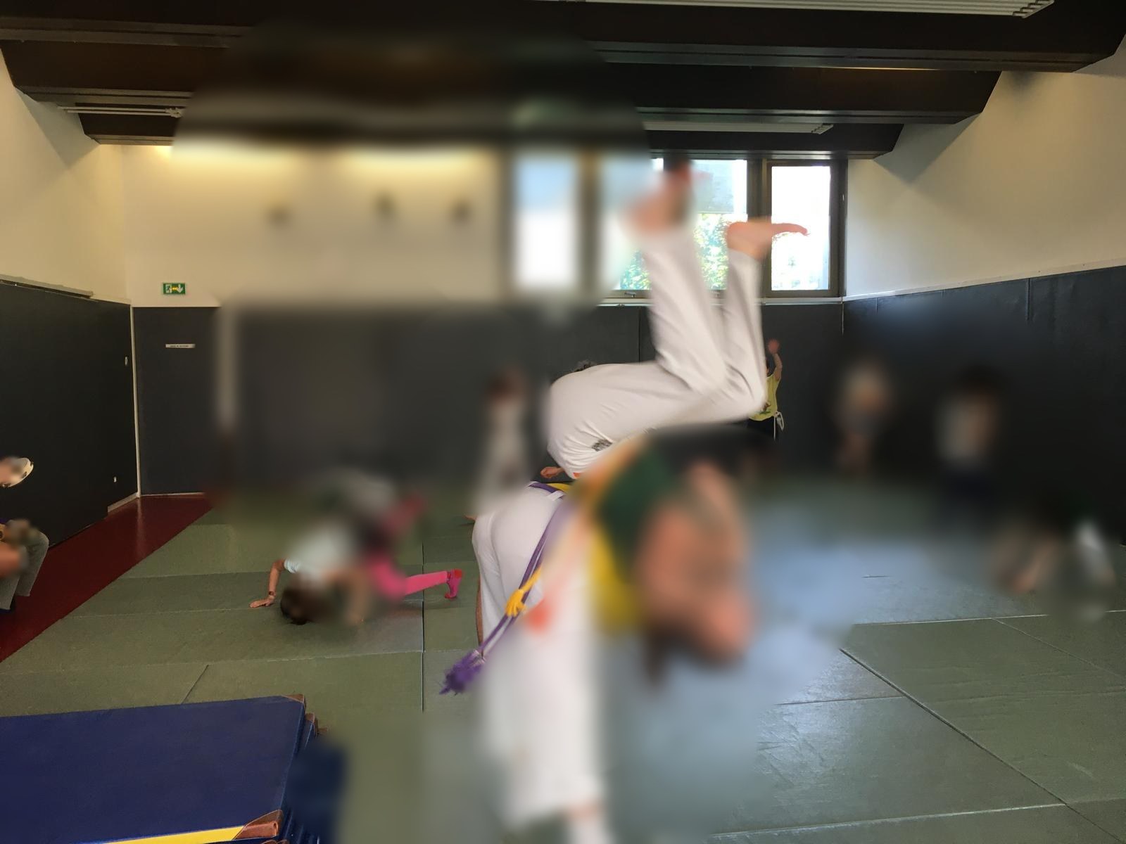 Cours enfants de capoeira (visages floutés)