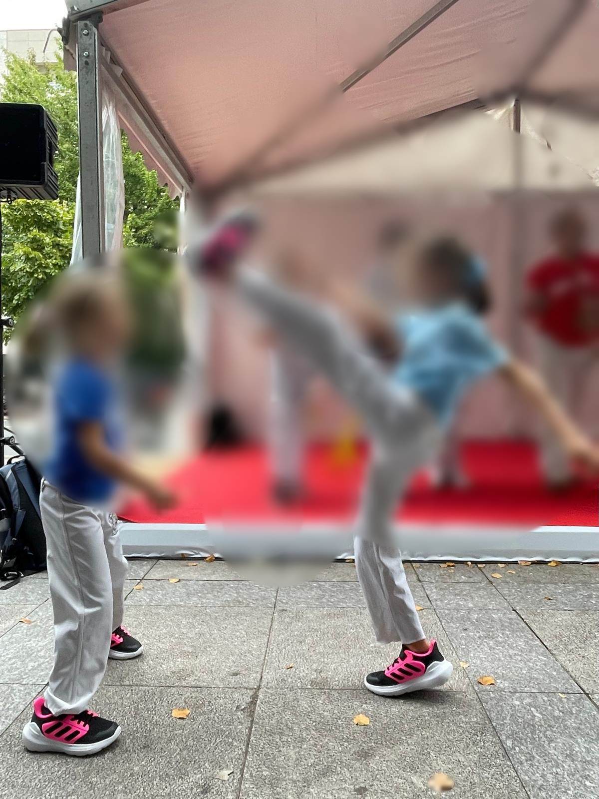 Cours enfants de capoeira (visages floutés)